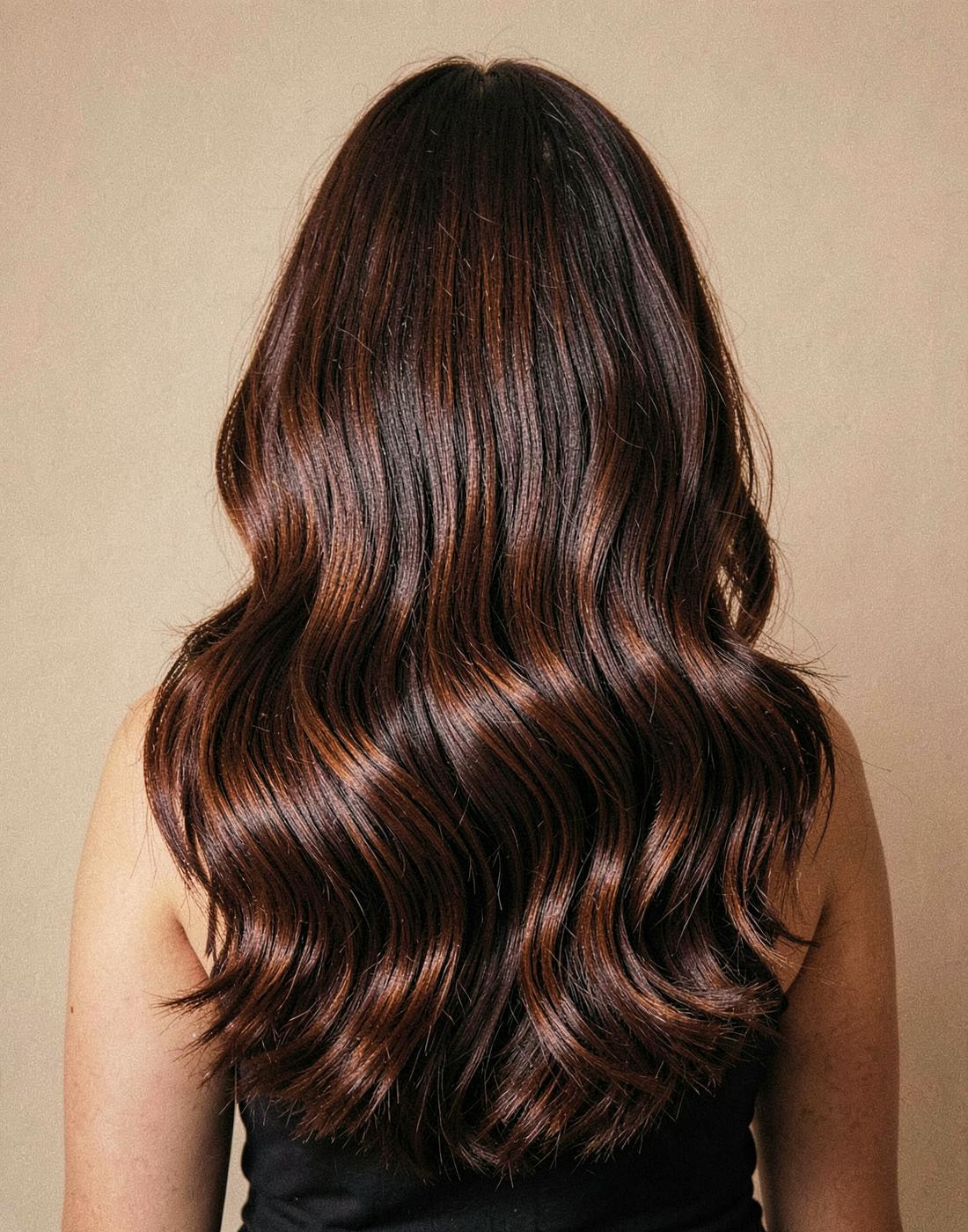 Rich dimensional brunette color with shine by Niki Ruscio in Centennial, Colorado.